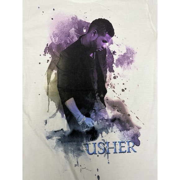 Usher OMG 2010 Tour Shirt Front/Back Graphic White Woman Small New - Picture 3 of 9